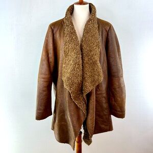 CJ Banks Brown Faux Suede Sherpa Lined Women's Jacket 2X